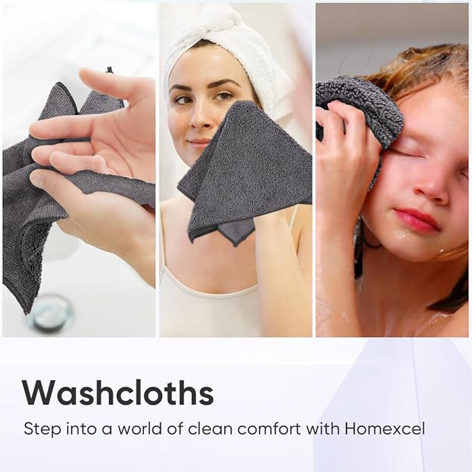 HOMEXCEL Microfiber Washcloths 50 Pack, Highly Absorbent and Soft Face Towel - Image 6