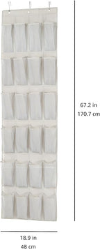 Amazon Basics 24 Medium Pocket Over-the-Door Hanging Shoe Organizer, Light Grey - Image 7
