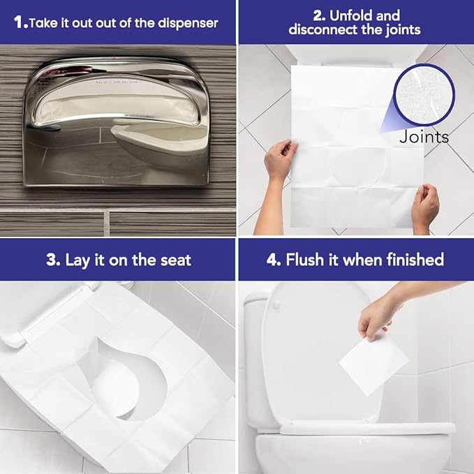 Disposable Toilet Seat Covers XL Half Fold Flushable – 400 Sheets - Image 6