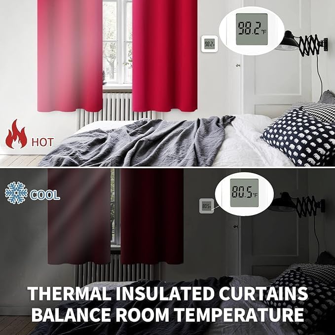 BGment Red Blackout Curtains 48 Inches Length - Image 4