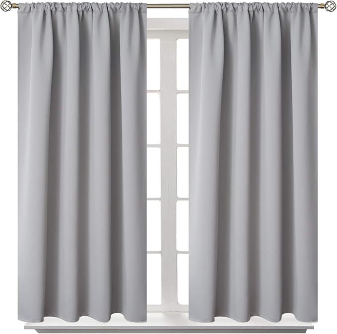 BGment Light Grey Blackout Curtains 45 Inches Length - Image 8