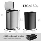 KUK 13 Gallon/50L Stainless Steel Kitchen Trash Can - Image 7