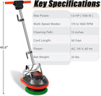 Commercial Floor Scrubber Machine, 3 Brushes & 3 Cleaning Pads - Image 2