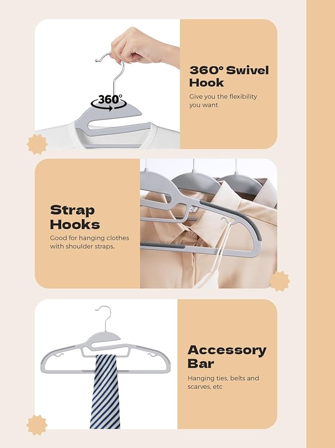 HOUSE DAY Heavy Duty Plastic Hangers 100 Pack, Durable S-Shaped Non Slip Coat - Image 7