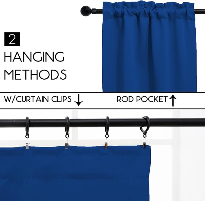 Pickluc Cafe Curtain 30 Inches Long, Rod Pocket Kitchen Curtain, Short Blackout - Image 2