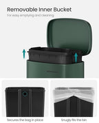SONGMICS Trash Can with Lid, 8 Gallon Garbage Can, Stainless Steel Small Waste - Image 5