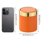 Mini Trash Can with Lid, Desktop Small Trash Can Recycling Bin Cute Metal - Image 5
