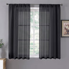 Tollpiz Short Sheer Curtain Living Room Linen Textured Curtains Sheer Light by Tollpiz