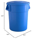 55 Gallon Blue Round Commercial Trash Can - Image 5
