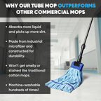 Commercial Mop Head Replacement – 1 Pack Blue Medium Microfiber Tube Mop | - Image 2