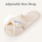 Evshine Summer House Slippers for Women Corduroy Cross Bow Indoor Slippers Open - Image 3