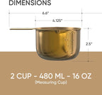Color Up 2 Cup Measuring Cup, 480ml Gold Stainless Steel Metal Measuring Scoop - Image 3