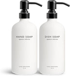 Vine Creations White Glass Soap Dispenser Set, Dish Soap and Hand Soap by VineCreations