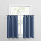 PONY DANCE Stone Blue Kitchen Curtains 36 inch Long by PONYDANCE