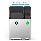 Dual Trash and Recycling Bins for Kitchen, 13.2 + 5.2 Gal Stainless Steel Trash - Image 8