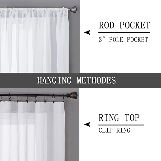 Tollpiz Sheer Curtains Linen Textured Living Room Curtain Sheers Light - Image 5
