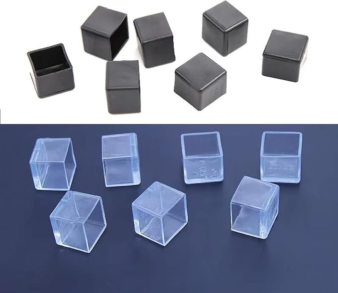 12 Pcs Transparent Square Anti-Slip Rubber Leg Tips Chair Leg Caps Furniture - Image 3