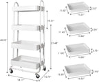 elabo 4-Tier Metal Mesh Utility Rolling Cart, Storage Organizer Trolley - Image 2
