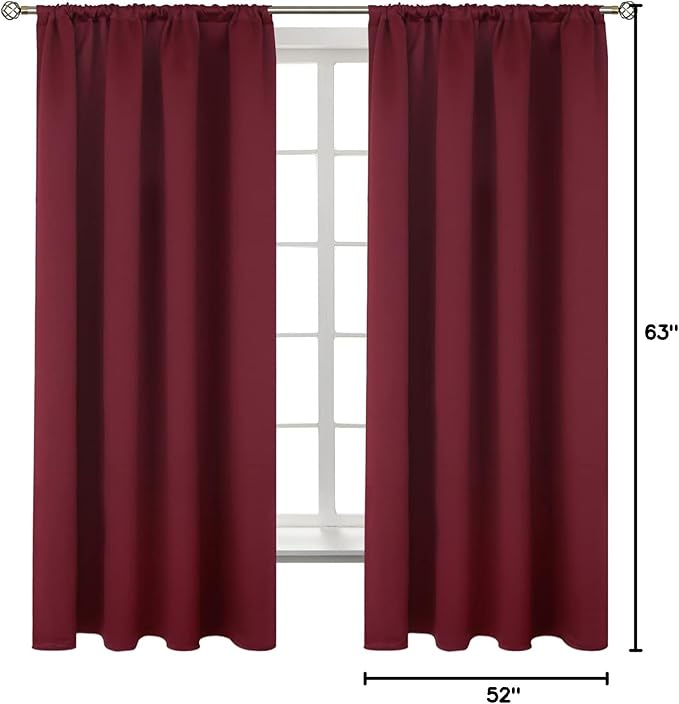 BGment Burgundy Blackout Curtains 63Inches Long - Image 7