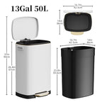 13 Gallon Trash Can with Lid, 50L Fingerprint Proof Stainless Steel Kitchen - Image 6