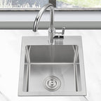15x17 inch Bar Sink Drop in, Handmade 304 Stainless Steel Sink, R10 Tight Radius - Image 7