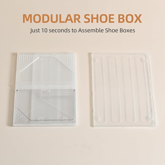 Modular XX-Large Shoe Organizer, Shoe Storage Organizer, 10 Pack Shoe Box Clear - Image 5
