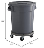 20 Gallon Gray Round Commercial Trash Can - Image 5