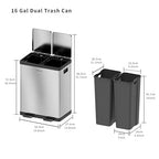 Kitchen Trash Can, 2 x 8 Gallon Dual Trash Can, Garbage Can - Image 6