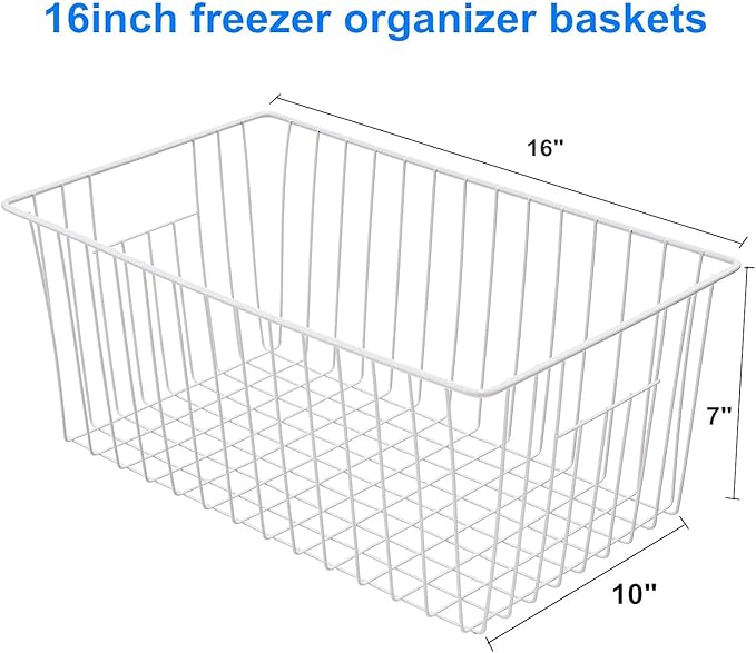 16inch Freezer Wire Storage Organizer Baskets, Household Refrigerator Bins - Image 7