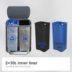 Kitchen Trash Can 16 Gallon, 2 x 30 Liters Trash and Recycle bin Combo - Image 6