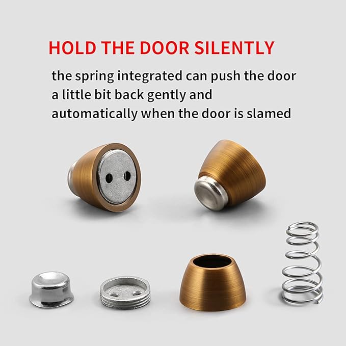 YAGU Magnetic Door Stoppers 2 Pack, Zinc Alloy Antique Brass Door Stops Magnet - Image 8
