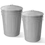 Plexon Round Trash Can 13 Gallon, Vintage Metal Outdoor Trash Can by Plexon