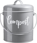 Gray Compost Bin Kitchen, 1.3 Gallon Farmhouse Kitchen Compost Bin Countertop by DAYYET