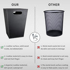 Pu Leather Trash Can for Bedroom, 16L/4.2 Gallon Office Wastebasket - Image 5