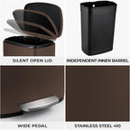 8 Gal Kitchen Trash Can, 30L Recycling or Garbage Bin, Brushed Stainless Steel - Image 5