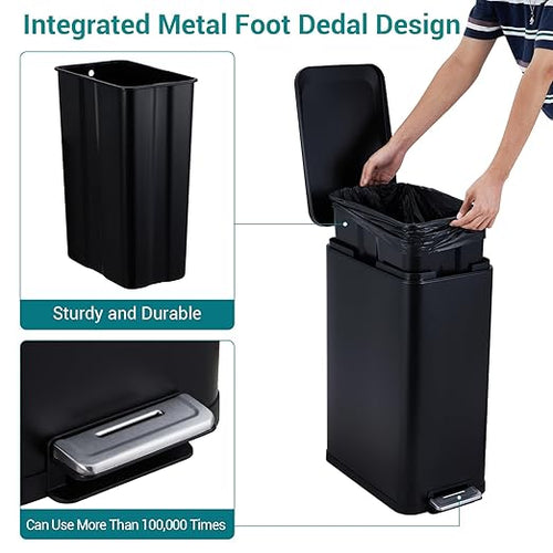 13.2 Gallon / 50L Kitchen Trash Can, Slim Stainless Steel Garbage Can - Image 2