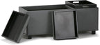 SIMPLIHOME Avalon 42 inch Wide Contemporary Rectangle Storage Ottoman in Stone - Image 5