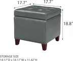 Adeco Bonded Leather Square Tufted Cubic Cube Storage Footstool, - Image 3