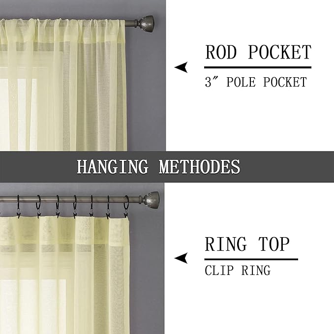 Tollpiz Sheer Curtain Linen Textured Bedroom Curtains Sheer Light Filtering Rod - Image 5