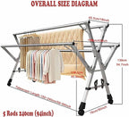 5Poles Clothes Drying Rack, Stainless Steel Laundry Rack - Image 2