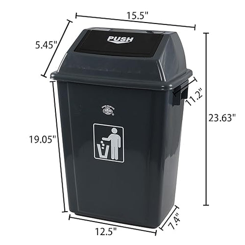 13 Gallon Plastic Swing Lid Trash Can, Outdoor Garbage Can, 4 Pack - Image 2