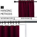 Pickluc Burgundy Cafe Curtain 36 Inches Length, Rod Pocket Small Kitchen Curtain - Image 3
