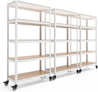 HOMEDANT House White 5-Tier Metal Rolling Cart Shelf Rack Casters Heavy Duty by TheBestOrganizingSolution