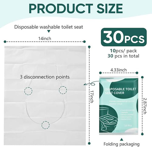 30 Pcs Disposable Flushable Paper Toilet Seat Covers Travel Supplies Essentials - Image 2