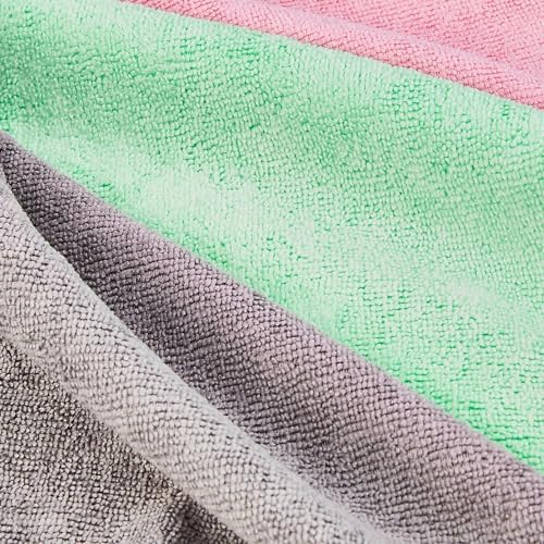 Amazon Basics Microfiber Cleaning Cloths, Ultra Absorbent, Scratch Free, Non-Abrasive, Reusable and Washable, All-Purpose, Car Detailing, 16" x 12", Green/Gray/Pink (Pack of 288)
