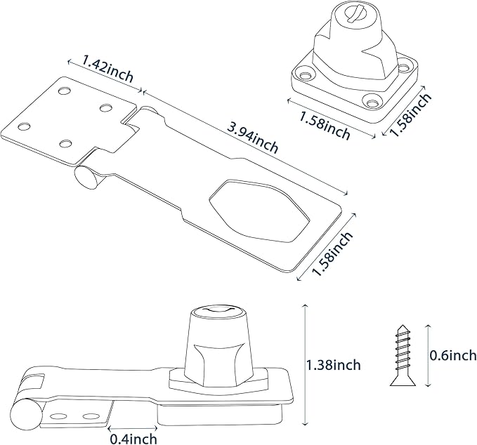 Alise Keyed Hasp Lock, 4 Inch Safety Packlock Clasp Hasp Lock Latch - Image 3