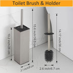 BGL Toilet Brush and Holder Set Brushed Nickel Aluminium Freestanding Toilet - Image 2