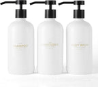 Shampoo and Conditioner Dispenser Set of 3, Refillable 21oz Shampoo Bottles by Janxinmakeyouloveyourhome
