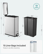 SONGMICS Slim Trash Can, 13-Gallon Garbage Can - Image 6