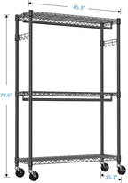 IZEUK 3 Tier Heavy Duty Rolling Garment Rack Wire Clothes Rack - Image 8